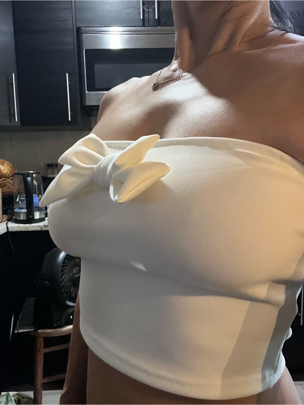 Strapless Cream/white Bow-Accent Tube Top New with Tag